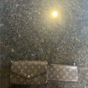 Louis Vuitton Brown Monogram Crossbody Wallet with Detachable Pouch